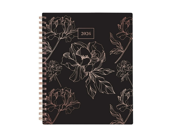 Agenda hebdomadaire Cambridge® 2026, grand format, motif pivoine or rose - 5-1/2 po x 8-1/2 po