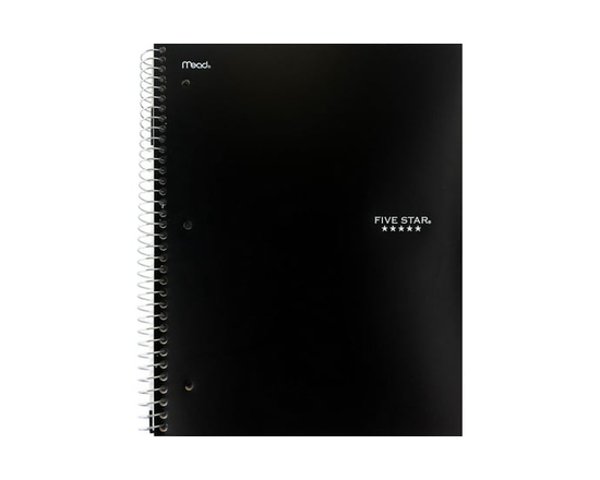 Five Star 5 Subject Black Notebook 400 pages