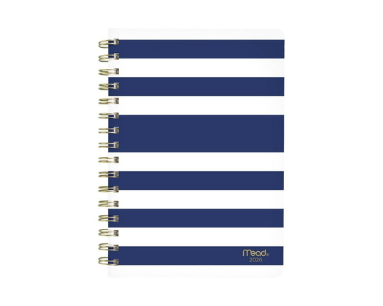 Agenda hebdomadaire Mead® 2026 à rayures bleues - 5-1/2 po x 8-1/2 po