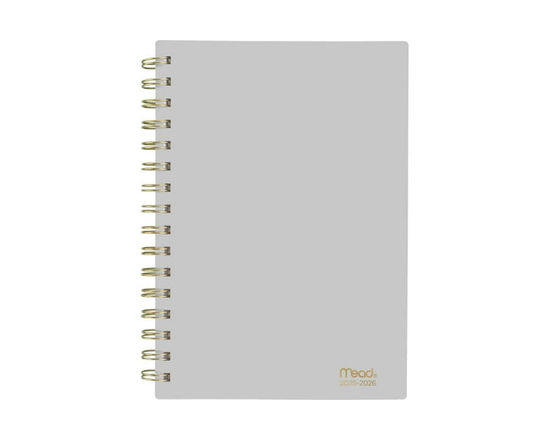 Agenda hebdomadaire Mead® 2026, petit format, gris glacier - 5-1/2 po x 8-1/2 po