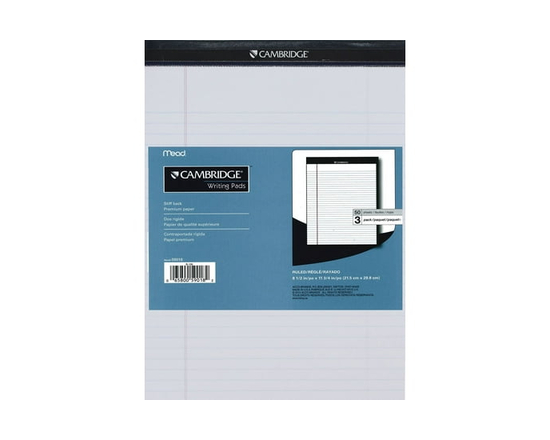 Cambridge® Perforated Writing pad, letter size 3pk