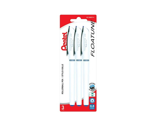 Pentel Floatune Roller Ball Pen 0.8mm Blue Ink pack of 3