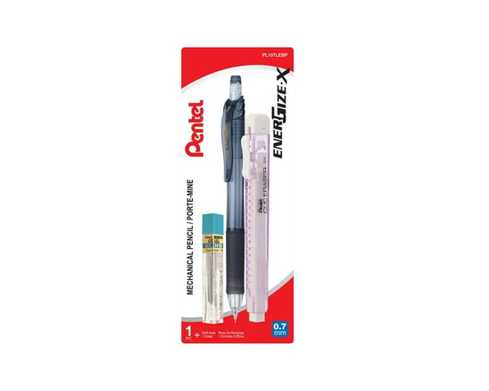 EnerGize-X Retractable Mechanical Pencil (0.7mm) Assorted Set with Super Hi-Polymer Refill HB Leads and Clic Eraser