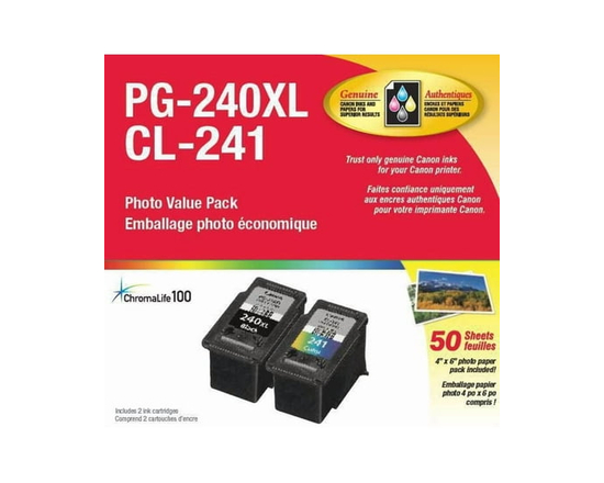 Canon PG-240XL and CL-241 50 Sheet Photo Paper Value Pack