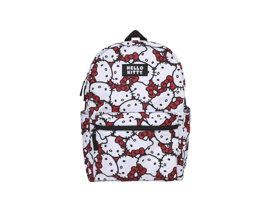 Hello Kitty 16-Inch Backpack with Strawberry All-Over Print, Back to School Supplies (RED)