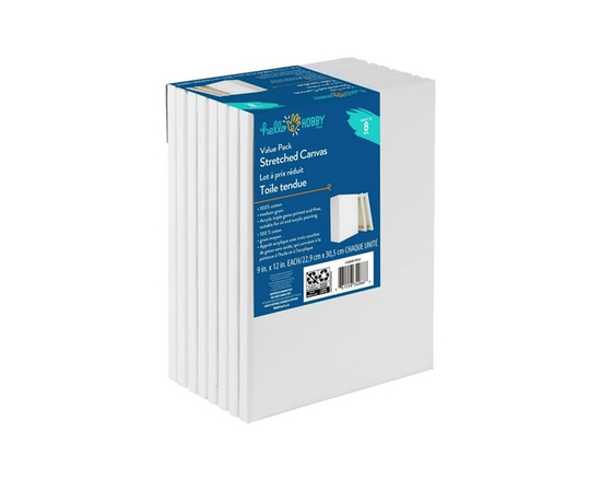 HELLO HOBBY STRETCHED CANVASES 10 PACK VALUE PACK 8 in. x 10 in. EACH - 9 in x 12 in
