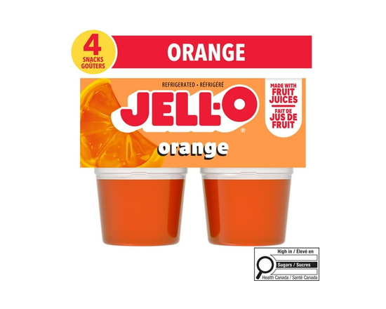 Jell-O Orange Refrigerated Ready-to-Eat Gel Snack Cups, 4 ct Cups - 384 g