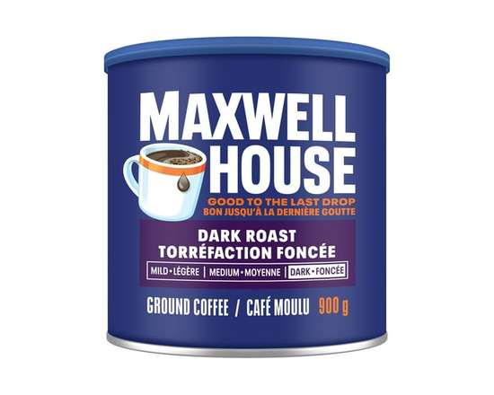 Maxwell House Dark Roast Ground Coffee, 900 g Canister - 900 g