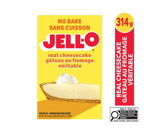 Jell-O No Bake Real Cheesecake Dessert Kit with Filling Mix and Crust Mix, 314 g Box - 314 g