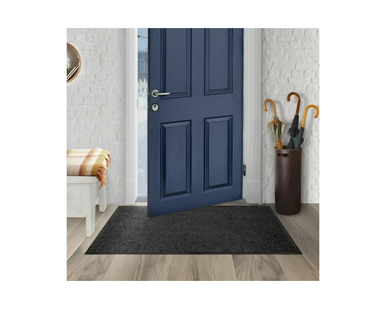 Paillasson de 2 pi x 4 pi Platinum Needlepunch Charcoal avec endos en vinyle - 2' x 4'