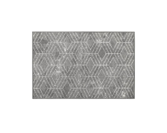 2-ft x 3-ft Malika Grey Printed Floor Mat - 2' x 3'