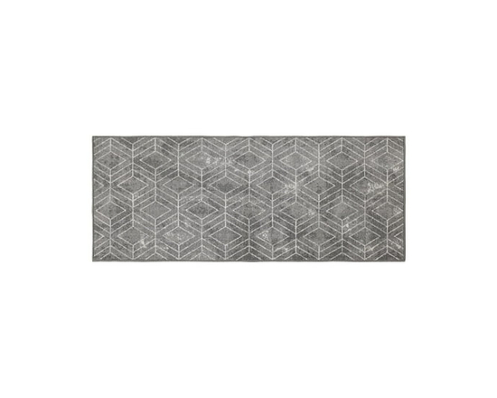 2-ft x 5-ft Malika Grey Printed Floor Mat - 2' x 5'