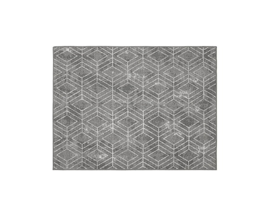 3-ft x 4-ft Malika Grey Printed Floor Mat - 3' x 4'