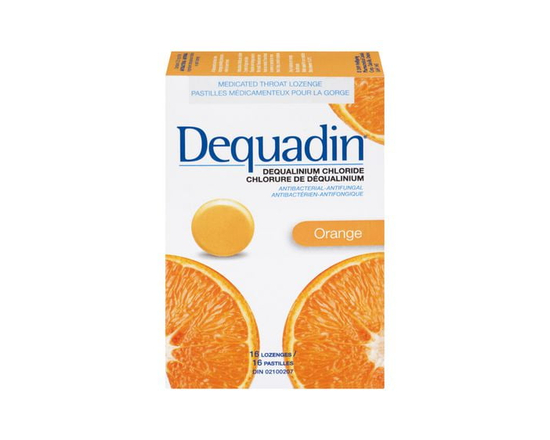 Dequadin Medicated Throat Lozenges - Orange Provides Antibacterial & Antifungal Relief From Sore Throat & Mouth Sores