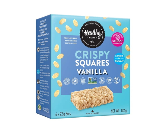 HEALTHY CRUNCH CRISPY SQUARES 132G - VEGAN, NON GMO, SCHOOL APPROVED, LOW IN SUGAR, ALLERGEN FREE, PEANUT & TREE NUT FREE. - 132G
