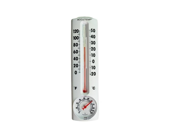 Thermomètre Interieur ou Extérieur avec Hygromètre Accutemp, lectures de température en °C et °F, Blanc