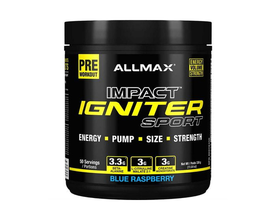 Allmax Impact Sport blue rasp preworkout