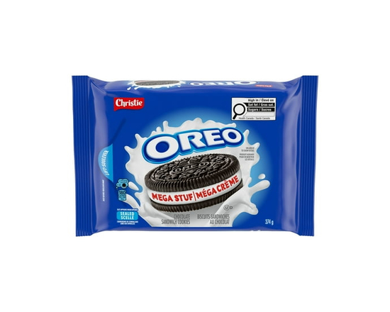Biscuits-sandwiches OREO Méga crème, 1 emballage refermable - 374 g