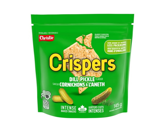 Crispers, Dill Pickle Flavour, Salty Snacks, Is It a Chip or a Cracker - 145 g