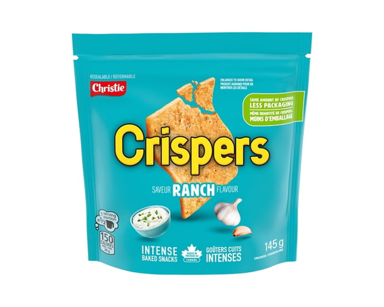 Crispers, Ranch Flavour, Salty Snacks, Is It a Chip or a Cracker - 145 g