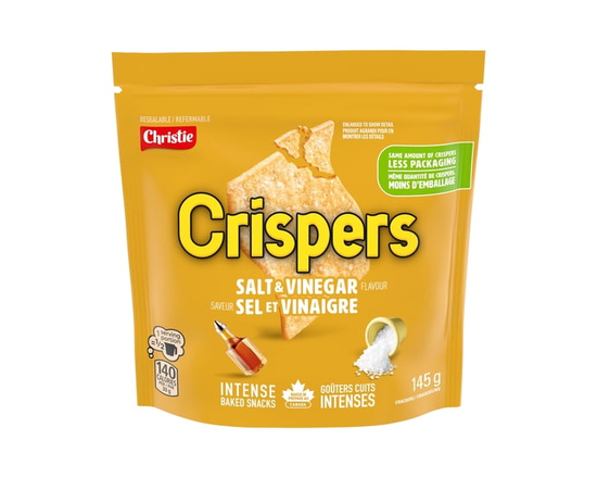 Crispers, Salt and Vinegar Flavour, Salty Snacks, Is It a Chip or a Cracker - 145 g