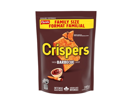 Crispers, BBQ Flavour, Family Size, Barbecue Salty Snacks, Is It a Chip or a Cracker - 240 g