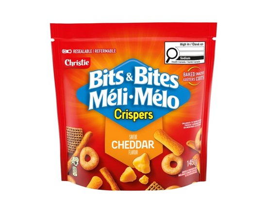 Crispers Bits & Bites Cheddar Snack and Cracker Mix - 145 g