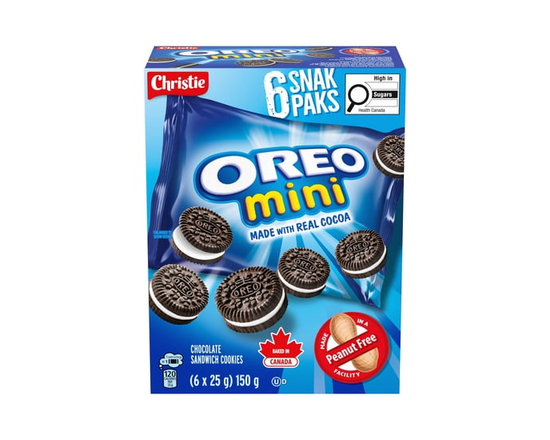 OREO Mini Original Chocolate Sandwich Cookies, Peanut Free Snack, School Snacks, Baked in Canada - 150 g
