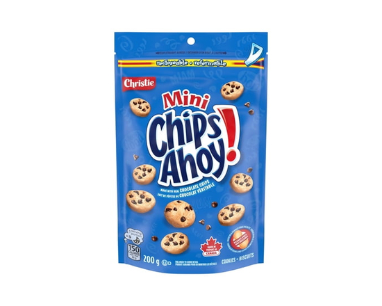 CHIPS AHOY! Mini Original Chocolate Chip Cookies, Made in a Peanut-Free Facility, School Snacks, Baked in Canada - 200 g