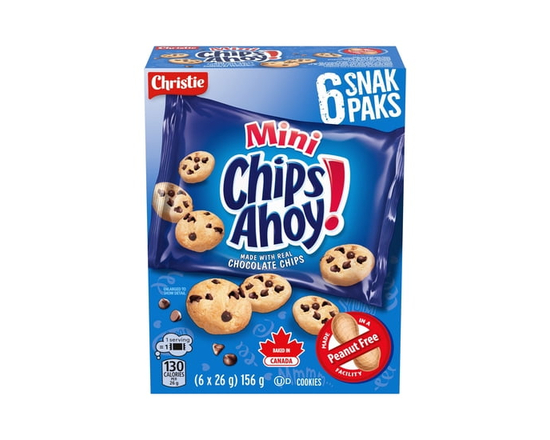 Chips Ahoy! Mini Chocolate Chip Cookie Snack Packs, Made in a Peanut-Free Facility, School Snacks, Baked in Canada - 150 g