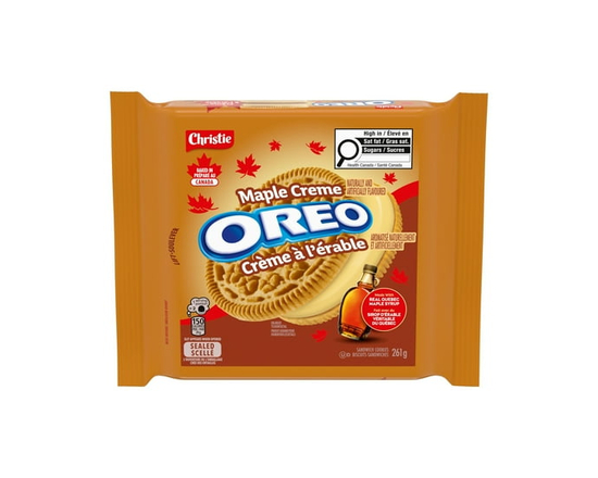 OREO, Maple Creme Sandwich Cookie, Made with Real Quebec Maple Syrup, Baked in Canada - 261 g