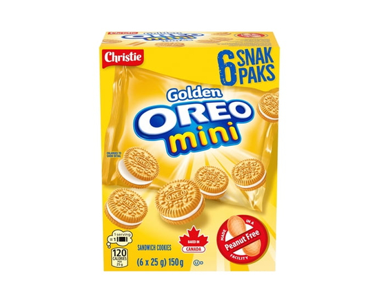 OREO, Mini Golden Cookies, Snack Pack of 6, 25g - 150g