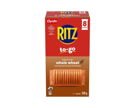 RITZ To-Go Baked with Whole Wheat Crackers, Pack of 8 individually wrapped cracker stacks, Portable Format, Convenient On-The-Go Snack, Lunchbox & Tra