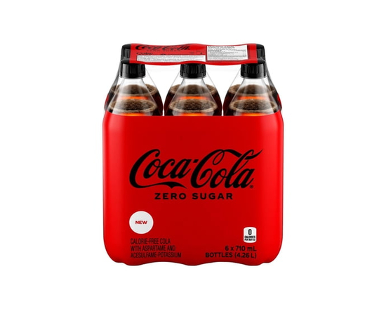 Coca-Cola Zéro Sucre Bouteilles, 710 ml, Lot de 6 - 710 ml