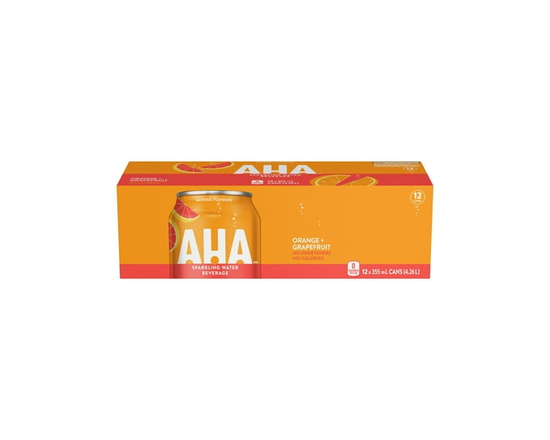 Aha Orange + Pamplemousse Fridge Pack Cannettes, 355 mL, 12 Pack - 355 ml