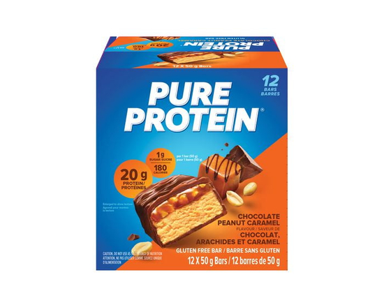 CHOCOLATE PEANUT CARAMEL, 20 g protein, gluten free, 12 X 50 g bars