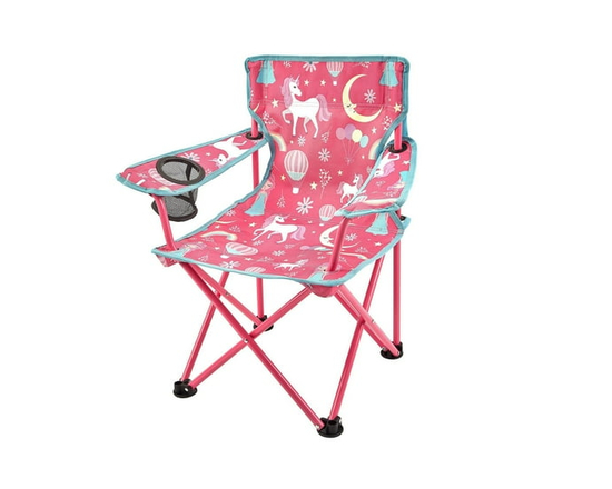 Ozark Trail Kids Folding Arm Chair, 125lbs Weight Capacity, Blue, Polyester Fabric & Steel Frame (Pink)