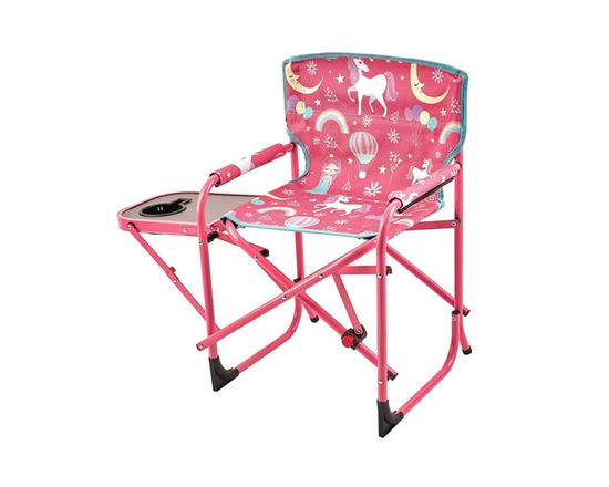 Chaise de réalisateur pour enfants Ozark Trail avec table d'appoint, capacité de charge de 57 kg, bleue, avec porte-gobelet pour les repas ou les coll