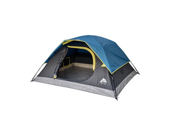 Ozark Trail, 3 Person Dome Tent, Rain Fly, Easy to Assemble Fiberglass Poles. Blue Color, Ideal for Camping or Backpacking, 6.17lbs