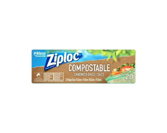 Ziploc® Compostable Sandwich Bag, 20 Bags - 15.8cm x 14.6cm