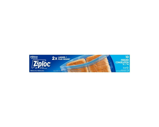Ziploc® Freezer Bags with Double Zipper Seal, Extra Large, 10 Bags - 33 cm x 38.1 cm