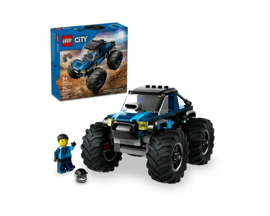 LEGO City Blue Monster Truck Off-Road Toy Playset with a Driver Minifigure, Imaginative Toys for Kids, Fun Gift for Boys and Girls Aged 5 Plus, Mini M