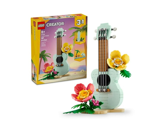 LEGO Creator 3 in 1 Tropical Ukulele Instrument Toy, Transforms from Ukulele to Surfboard Toy to Dolphin Toy, Sea Animal Toy, Beach-Themed Birthday Gi