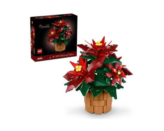LEGO Icons Poinsettia Plant Building Set, Holiday Home Décor, Grande Italia Plant, Holiday Centerpiece, 10370