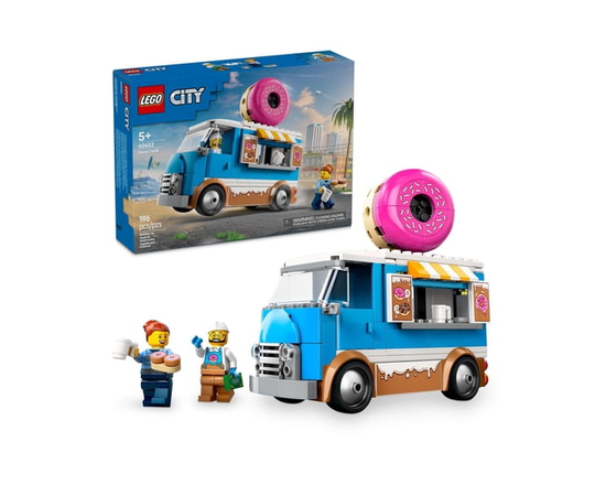LEGO City Donut Truck Toy - Building Toy for Kids, Boys and Girls, Ages 5+ - Mobile Donut Stand with 2 Minifigures and Other Accessories - Fun Gift Id