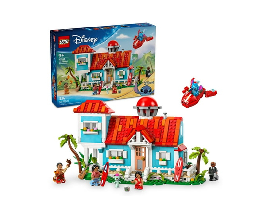 LEGO Disney Lilo and Stitch Beach House Toy - Building Playset for Kids, Girls and Boys, Ages 9+ - Includes 5 Minifigures - Disney Gift Idea for Fans 