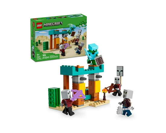 LEGO Minecraft The Illager Desert Patrol Toy Figures and Playset - Building Minecraft Toy for Kids, Boys and Girls, Ages 7+ - with 4 Figures for Prete