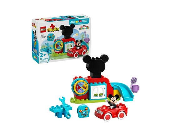 LEGO DUPLO Disney Mickey Mouse Clubhouse & Car Building Kit - Color Sorting Sensory Toy with Spinning Wheel - Toy for Toddlers, Girls, and Boys, Ages