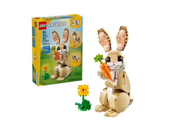 LEGO Creator 3 in 1 Cute Bunny Toy - Building Toy Set with 3 Build Options, Bunny, Seal, or Llama - Animal Figures for Kids, Girls and Boys, Ages 8+ -
