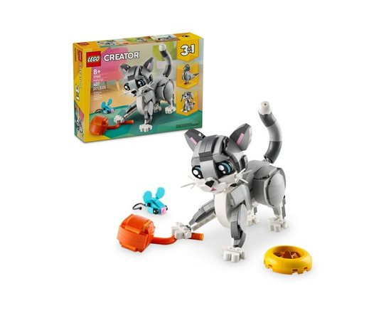 LEGO Creator 3 in 1 Playful Cat Toy - Building Toy with 3 Building Options, Cat, Dog, or Pigeon - Animal Figures for Kids, Girls and Boys, Ages 8+ - G